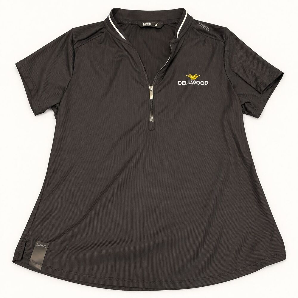 UNRL Dellwood Golf Club Short Sleeve Quarter Zip Top Black Nylon Spandex M